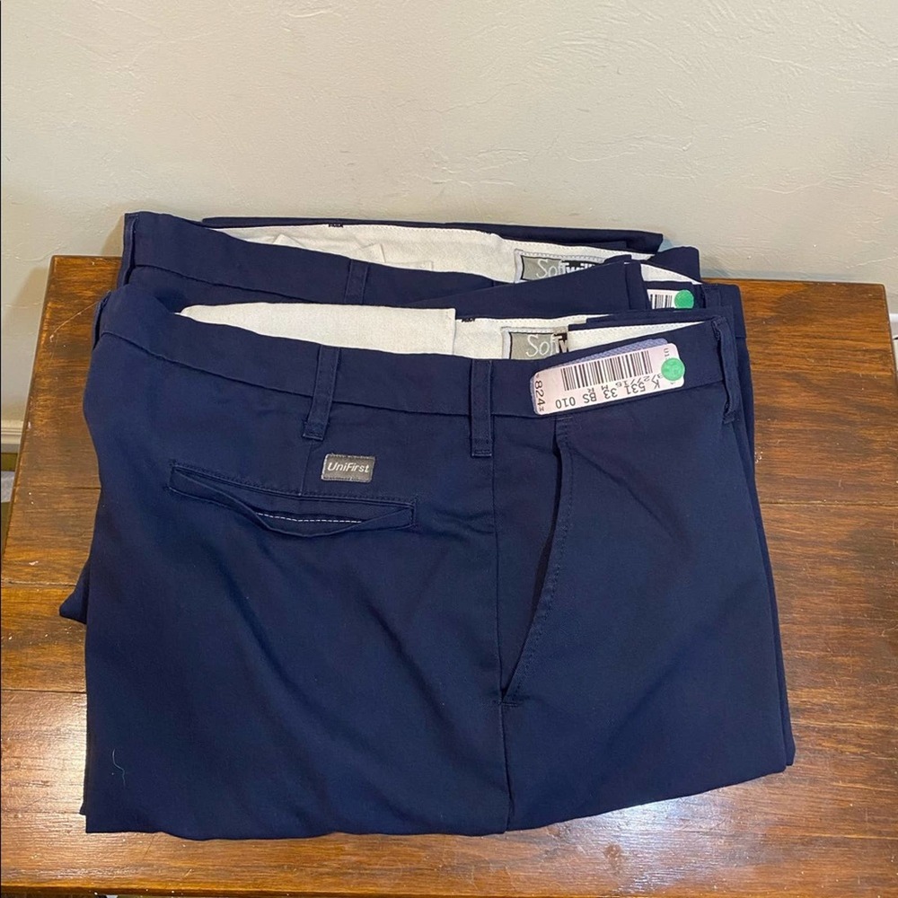 Soft will By Unifirst Navy Blue Work Pants 2 Pair Size 38x34